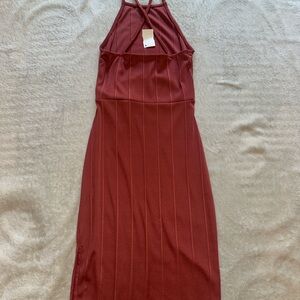 Elegant Halter Neck Dress - Red